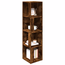) vidaXL Corner Cabinet Rack Standing Shelf Storage Cabinet Engineered Wood - Smoked oak, 33 x 33 x 132 cm (W x D x H - Additional view 5