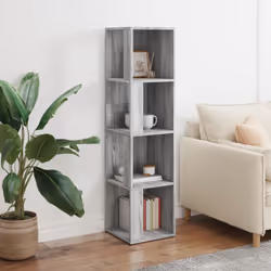 ) vidaXL Corner Cabinet Rack Standing Shelf Storage Cabinet Engineered Wood - Grey sonoma, 33 x 33 x 132 cm (W x D x H - Additional view 4
