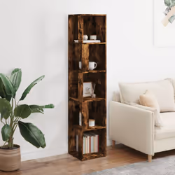 ) vidaXL Corner Cabinet Rack Standing Shelf Storage Cabinet Engineered Wood - Smoked oak, 33 x 33 x 164.5 cm (W x D x H - Additional view 5