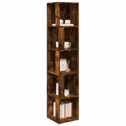 ) vidaXL Corner Cabinet Rack Standing Shelf Storage Cabinet Engineered Wood - Smoked oak, 33 x 33 x 164.5 cm (W x D x H - Additional view 6