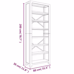 vidaXL Solid Wood Acacia Bookcase Display Shelf Storage Cabinet Multi Sizes - 80 x 30 x 200 cm - Additional view 3