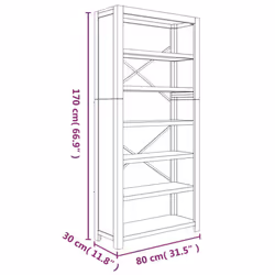 vidaXL Solid Wood Acacia Bookcase Display Shelf Storage Cabinet Multi Sizes - 80 x 30 x 170 cm - Additional view 2