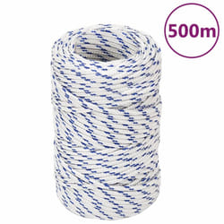 Marine Rope Dock Coil Boat Line Polypropylene Rope Multi Sizes Multi Colours - white and blue, 2 mm/ 500 m