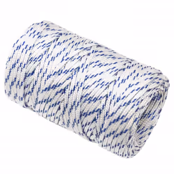 Marine Rope Dock Coil Boat Line Polypropylene Rope Multi Sizes Multi Colours - white and blue, 2 mm/ 500 m