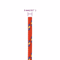 Marine Rope Dock Coil Boat Line Polypropylene Rope Multi Sizes Multi Colours - red, 3 mm/ 500 m