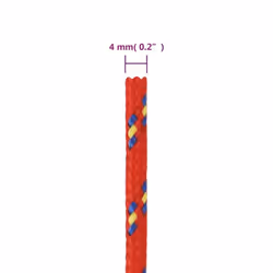 Marine Rope Dock Coil Boat Line Polypropylene Rope Multi Sizes Multi Colours - red, 4 mm/ 500 m