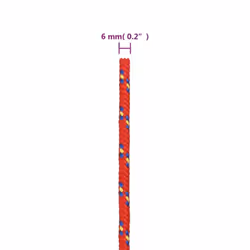 Marine Rope Dock Coil Boat Line Polypropylene Rope Multi Sizes Multi Colours - red, 6 mm/ 250 m