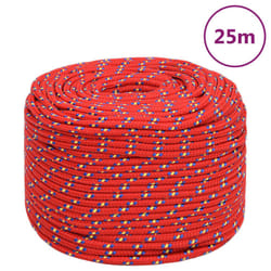 Marine Rope Dock Coil Boat Line Polypropylene Rope Multi Sizes Multi Colours - red, 8 mm/ 25 m