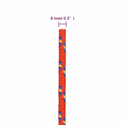 Marine Rope Dock Coil Boat Line Polypropylene Rope Multi Sizes Multi Colours - red, 8 mm/ 25 m