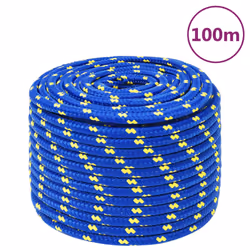 Marine Rope Dock Coil Boat Line Polypropylene Rope Multi Sizes Multi Colours - blue, 12 mm/ 100 m
