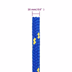 Marine Rope Dock Coil Boat Line Polypropylene Rope Multi Sizes Multi Colours - blue, 16 mm/ 100 m