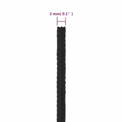 Marine Rope Dock Coil Boat Line Polypropylene Rope Multi Sizes Multi Colours - black, 2 mm/ 250 m