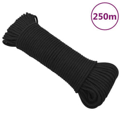 Marine Rope Dock Coil Boat Line Polypropylene Rope Multi Sizes Multi Colours - black, 3 mm/ 250 m
