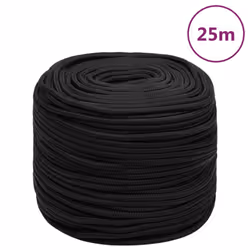 Marine Rope Dock Coil Boat Line Polypropylene Rope Multi Sizes Multi Colours - black, 8 mm/ 25 m