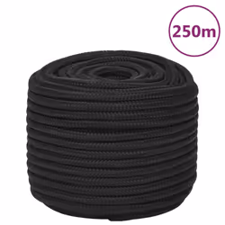 Marine Rope Dock Coil Boat Line Polypropylene Rope Multi Sizes Multi Colours - black, 12 mm/ 250 m