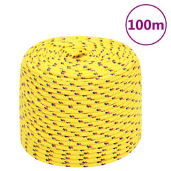 Marine Rope Dock Coil Boat Line Polypropylene Rope Multi Sizes Multi Colours - yellow, 6 mm/ 100 m