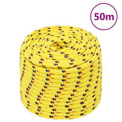 Marine Rope Dock Coil Boat Line Polypropylene Rope Multi Sizes Multi Colours - yellow, 12 mm/ 50 m