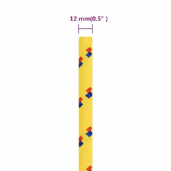 Marine Rope Dock Coil Boat Line Polypropylene Rope Multi Sizes Multi Colours - yellow, 12 mm/ 250 m