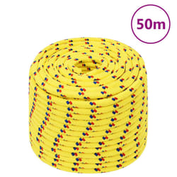 Marine Rope Dock Coil Boat Line Polypropylene Rope Multi Sizes Multi Colours - yellow, 14 mm/ 50 m