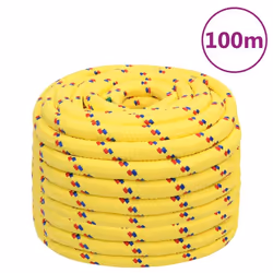 Marine Rope Dock Coil Boat Line Polypropylene Rope Multi Sizes Multi Colours - yellow, 20 mm/ 100 m