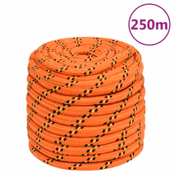 Marine Rope Dock Coil Boat Line Polypropylene Rope Multi Sizes Multi Colours - orange, 16 mm/ 250 m