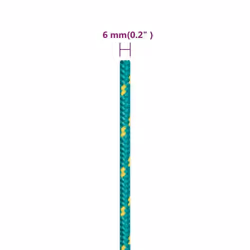 Marine Rope Dock Coil Boat Line Polypropylene Rope Multi Sizes Multi Colours - green, 6 mm/ 500 m
