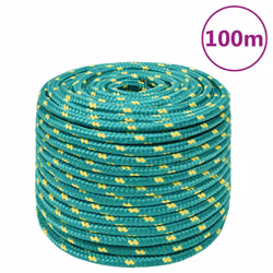 Marine Rope Dock Coil Boat Line Polypropylene Rope Multi Sizes Multi Colours - green, 12 mm/ 100 m