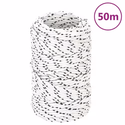 vidaXL Braided Boat Rope Polyester Sturdy Yacht Cable Black/White Multi Sizes - 2 mm/ 50 m