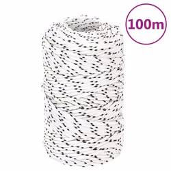vidaXL Braided Boat Rope Polyester Sturdy Yacht Cable Black/White Multi Sizes - 2 mm/ 100 m