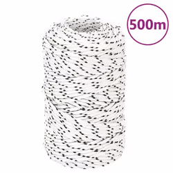 vidaXL Braided Boat Rope Polyester Sturdy Yacht Cable Black/White Multi Sizes - 2 mm/ 500 m