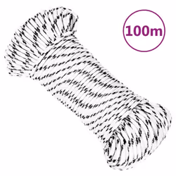 vidaXL Braided Boat Rope Polyester Sturdy Yacht Cable Black/White Multi Sizes - 3 mm/ 100 m