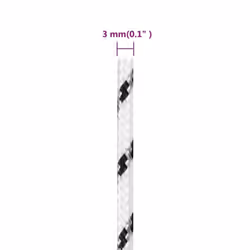vidaXL Braided Boat Rope Polyester Sturdy Yacht Cable Black/White Multi Sizes - 3 mm/ 250 m - Additional view 4