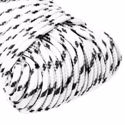 vidaXL Braided Boat Rope Polyester Sturdy Yacht Cable Black/White Multi Sizes - 4 mm/ 25 m