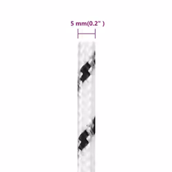 vidaXL Braided Boat Rope Polyester Sturdy Yacht Cable Black/White Multi Sizes - 5 mm/ 250 m - Additional view 4