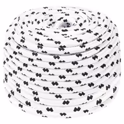 vidaXL Braided Boat Rope Polyester Sturdy Yacht Cable Black/White Multi Sizes - 6 mm/ 25 m