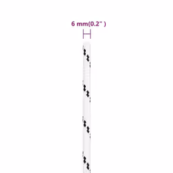 vidaXL Braided Boat Rope Polyester Sturdy Yacht Cable Black/White Multi Sizes - 6 mm/ 100 m - Additional view 4