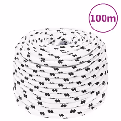 vidaXL Braided Boat Rope Polyester Sturdy Yacht Cable Black/White Multi Sizes - 8 mm/ 100 m
