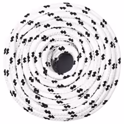vidaXL Braided Boat Rope Polyester Sturdy Yacht Cable Black/White Multi Sizes - white, 10 mm/ 100 m - Additional view 2