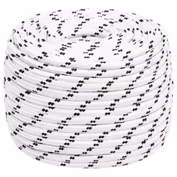 vidaXL Braided Boat Rope Polyester Sturdy Yacht Cable Black/White Multi Sizes - 12 mm/ 25 m