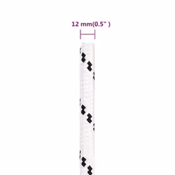 vidaXL Braided Boat Rope Polyester Sturdy Yacht Cable Black/White Multi Sizes - 12 mm/ 25 m - Additional view 4