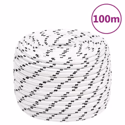 vidaXL Braided Boat Rope Polyester Sturdy Yacht Cable Black/White Multi Sizes - 12 mm/ 100 m
