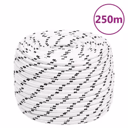 vidaXL Braided Boat Rope Polyester Sturdy Yacht Cable Black/White Multi Sizes - 14 mm/ 250 m