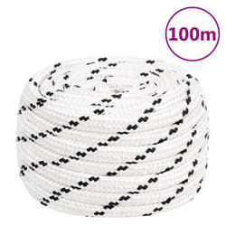 vidaXL Braided Boat Rope Polyester Sturdy Yacht Cable Black/White Multi Sizes - white, 16 mm/ 100 m