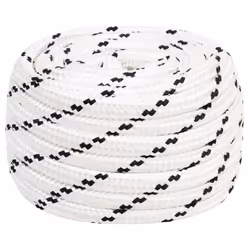 vidaXL Braided Boat Rope Polyester Sturdy Yacht Cable Black/White Multi Sizes - 18 mm/ 25 m