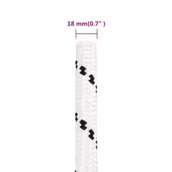 vidaXL Braided Boat Rope Polyester Sturdy Yacht Cable Black/White Multi Sizes - white, 18 mm/ 100 m - Additional view 3