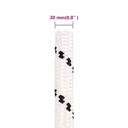 vidaXL Braided Boat Rope Polyester Sturdy Yacht Cable Black/White Multi Sizes - 20 mm/ 50 m - Additional view 4