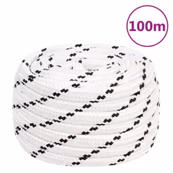 vidaXL Braided Boat Rope Polyester Sturdy Yacht Cable Black/White Multi Sizes - 20 mm/ 100 m - Additional view 5