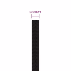 vidaXL Braided Boat Rope Polyester Sturdy Yacht Cable Black/White Multi Sizes - black, 5 mm/ 100 m - Additional view 3
