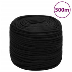 vidaXL Braided Boat Rope Polyester Sturdy Yacht Cable Black/White Multi Sizes - 8 mm/ 500 m
