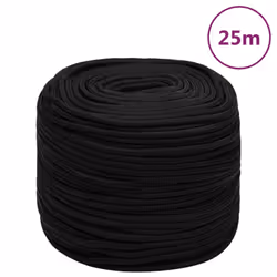 vidaXL Braided Boat Rope Polyester Sturdy Yacht Cable Black/White Multi Sizes - black, 10 mm/ 25 m